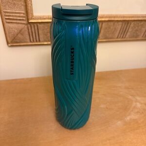 Starbucks 2025 Aqua Blue Green Wavy Stainless Steel 16oz Insulated Tumbler NWT